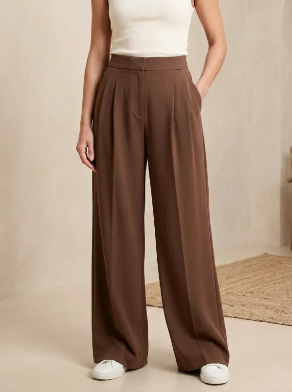 Women’s Plaid Print Wide Leg Casual Pants