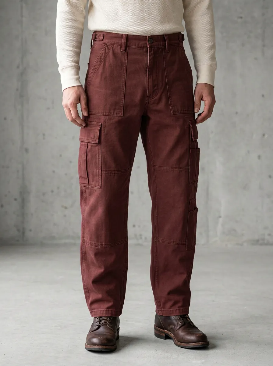 Men's Military Style Olive Green Multi-Pocket Cargo Pants