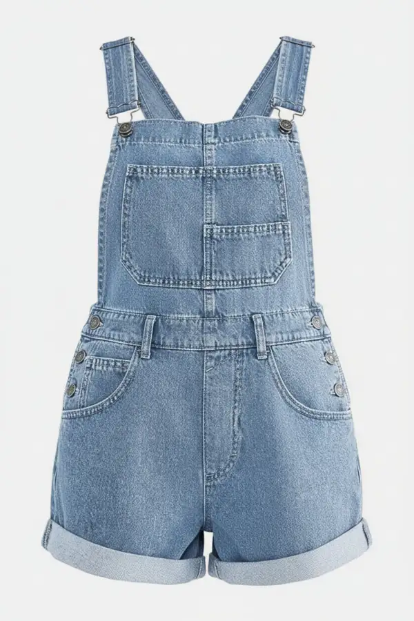 Neck Wide Strap Denim Overalls Crisscross Back Bib Overalls