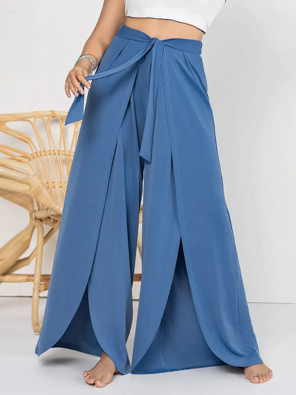 Tailored Tie Waist Tie Detail Pants