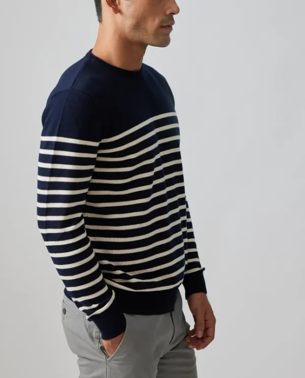 Blue Striped Cotton Pullover