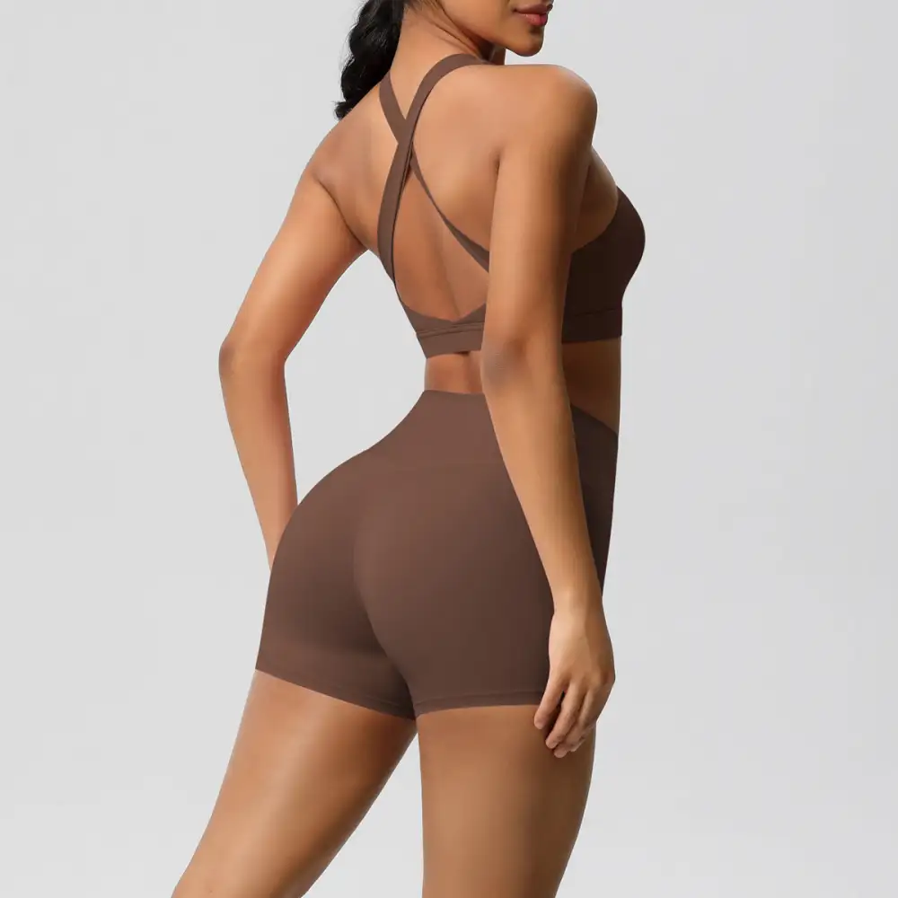 Cross-Back Backless Two-Piece Shorts Active Set