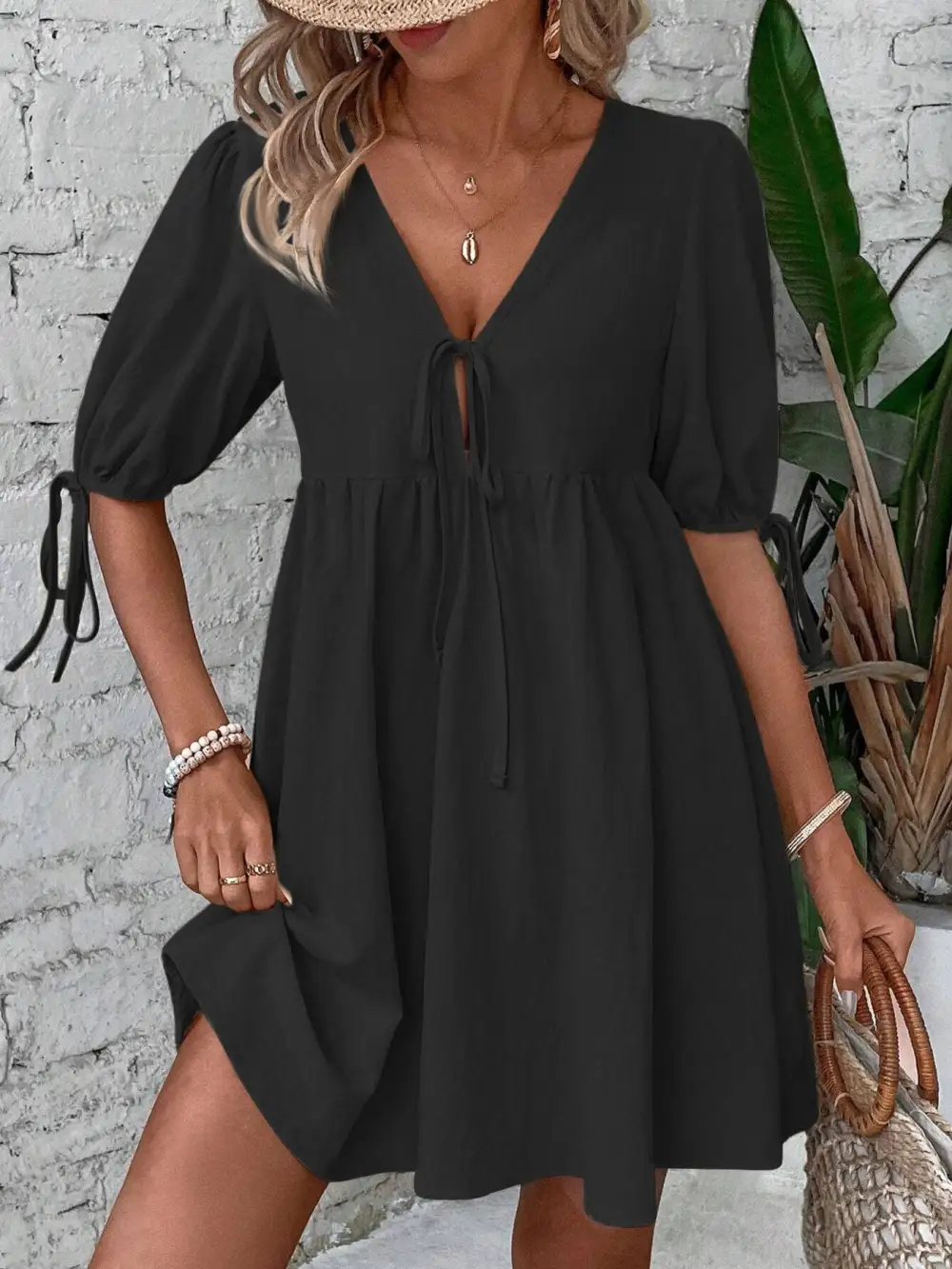 Puff Sleeve Mini Dress