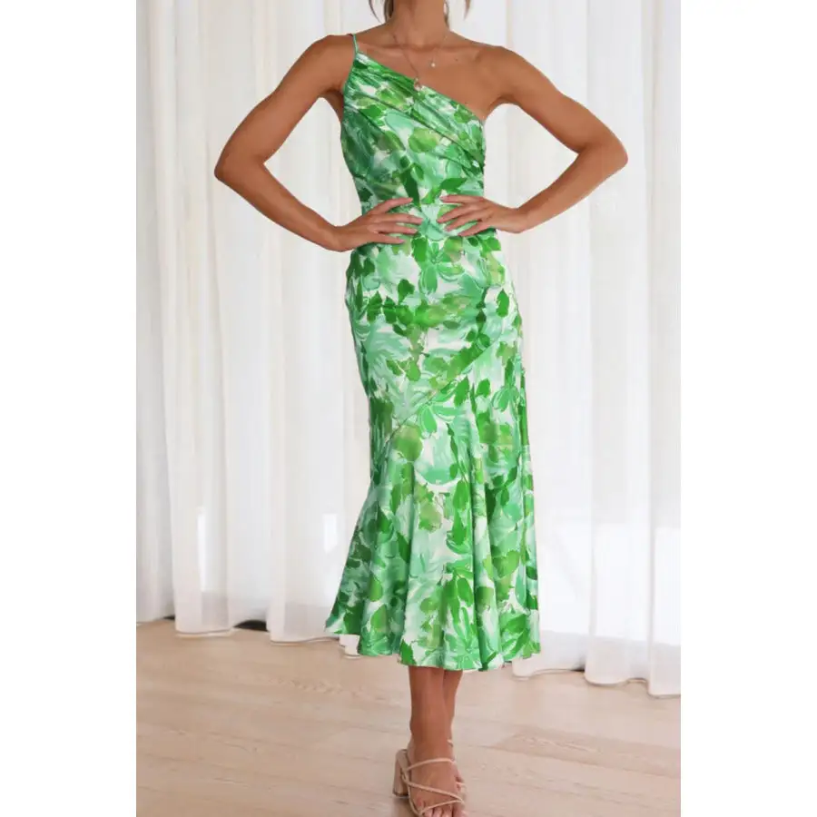 Midi Ruched Single Shoulder Midi Dress