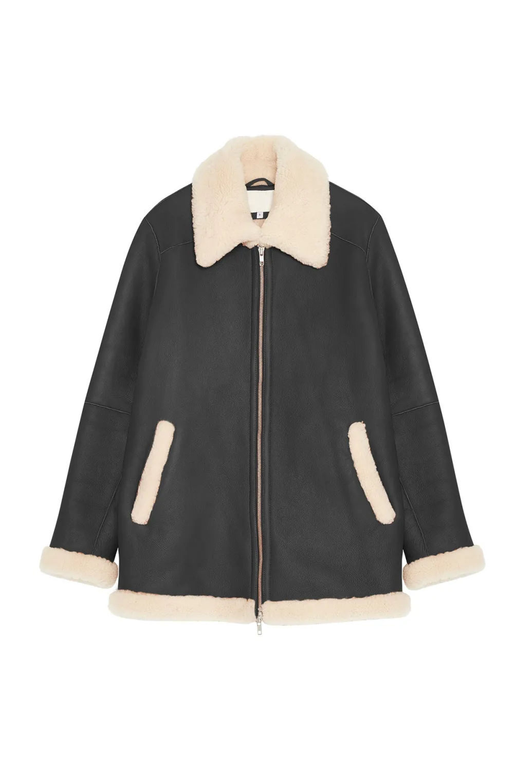 Shearling Collar Leather Jacket