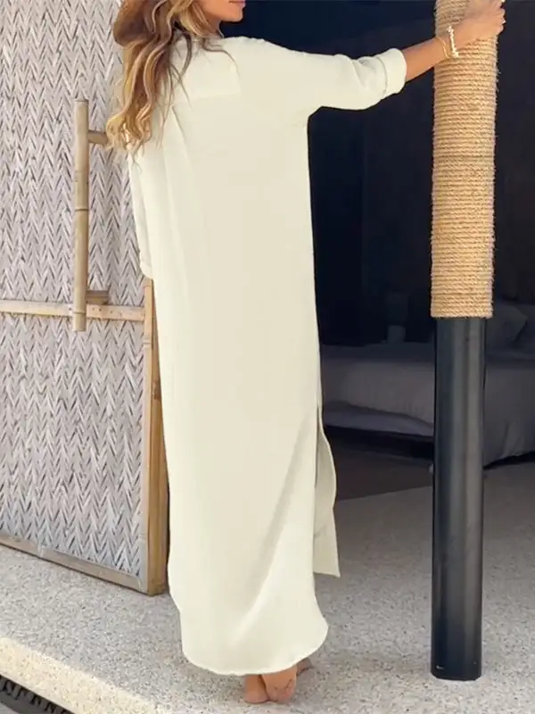 Loose Buttoned Long Shirt Maxi Dress