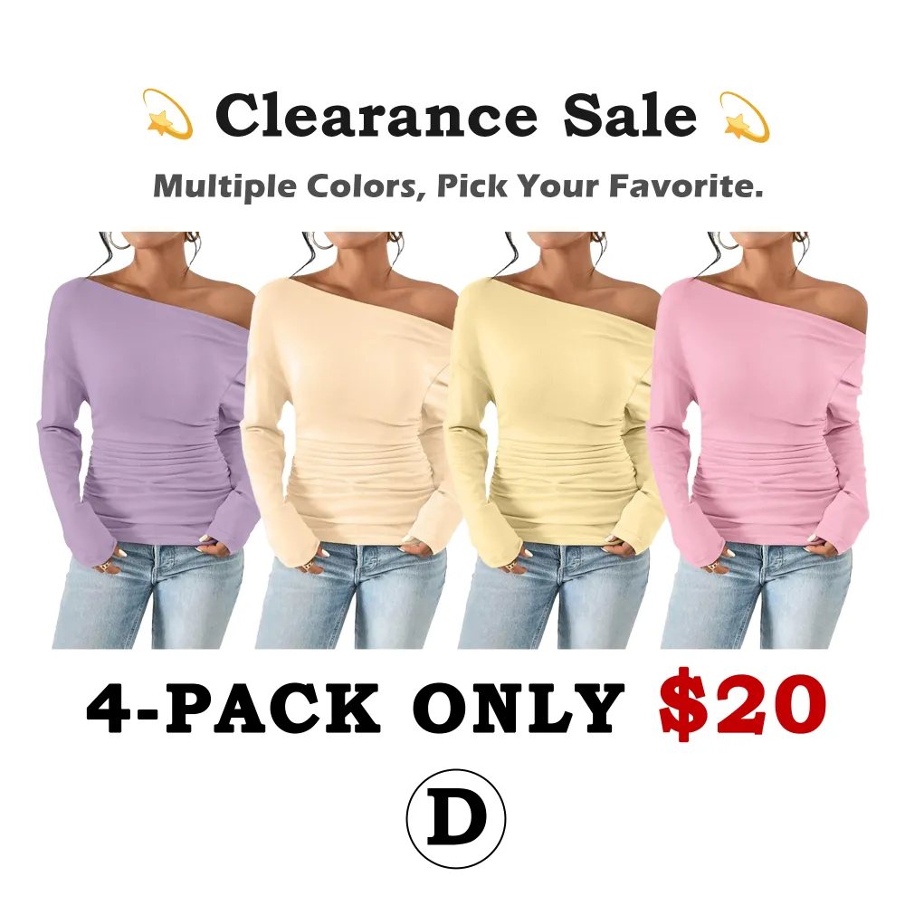 Women's Plain Ruched Asymmetrical Neck Drop Shoulder Tee, Casual Long Sleeve T-Shirt for Spring & Fall, Women's Top for Daily Wear