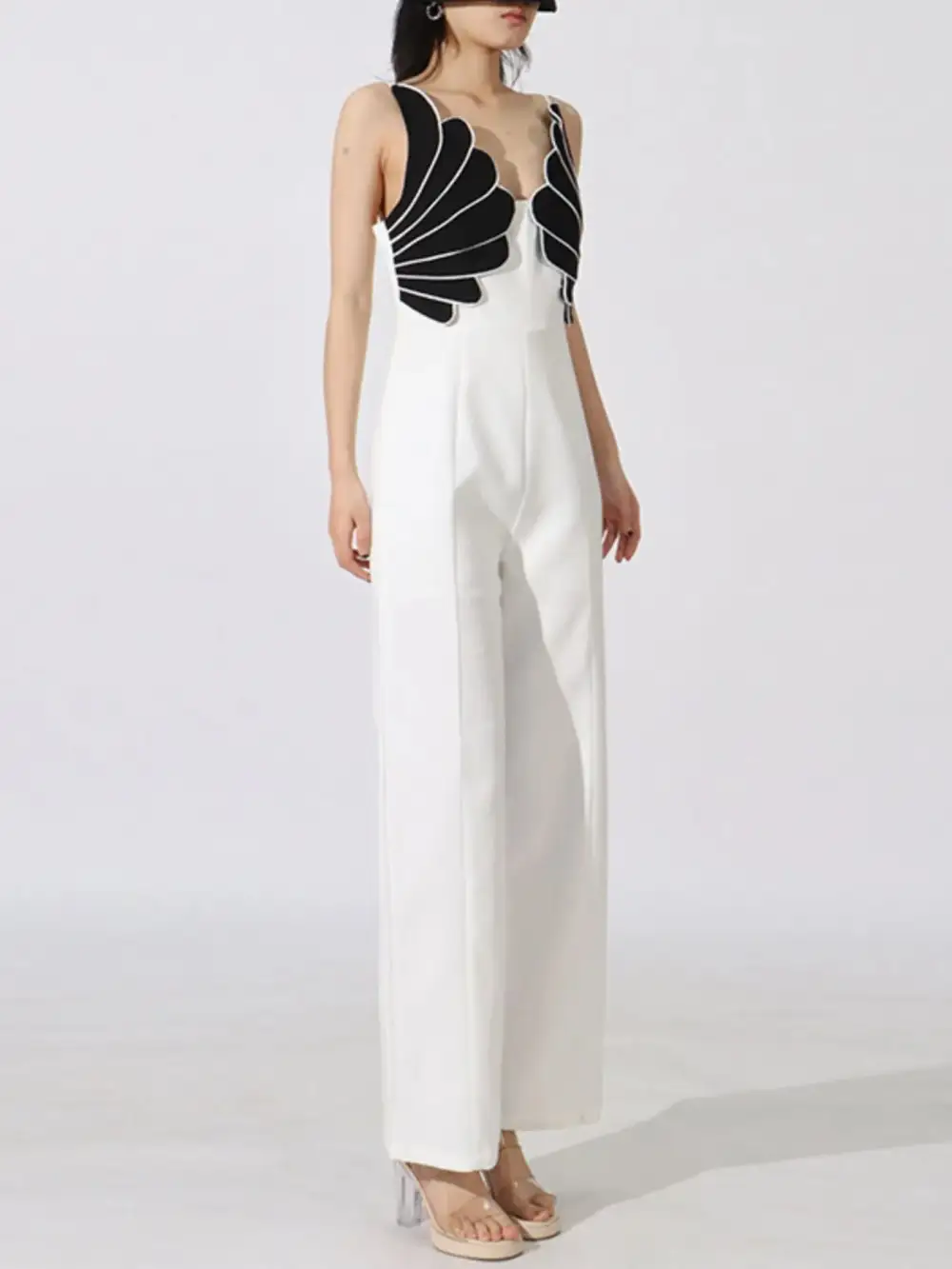 Contrast Sleeveless Wide Leg Jumpsuit