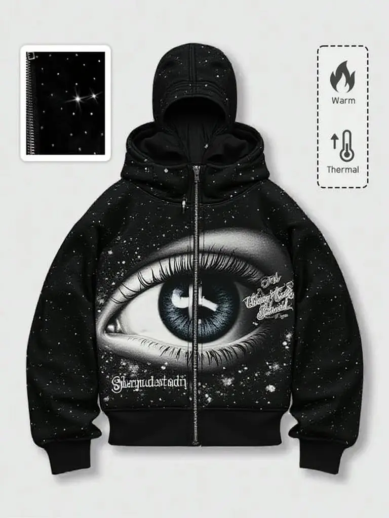 Men's Street-Style Rhinestone Windproof Warm 2-in-Hoodie w/Pockets & Zipper (Fall Winter) ships within 24 hours.Priority delivery in areas affected by heavy snow.