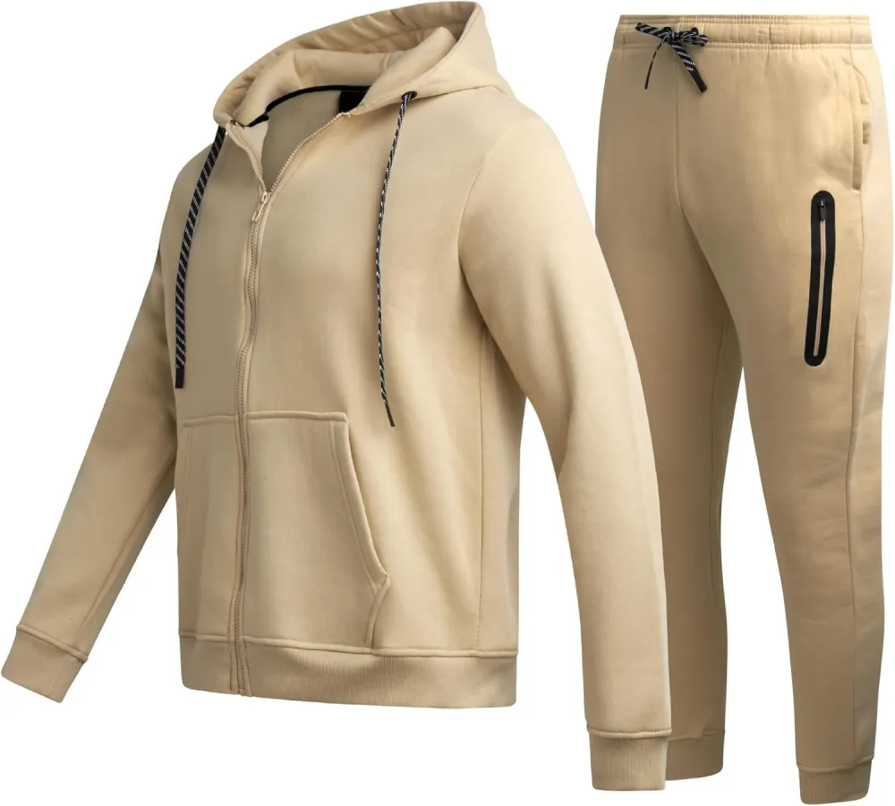 2 Piece Sweatsuit for Men with Zip Up Hoodie & Jogger Sweatpants