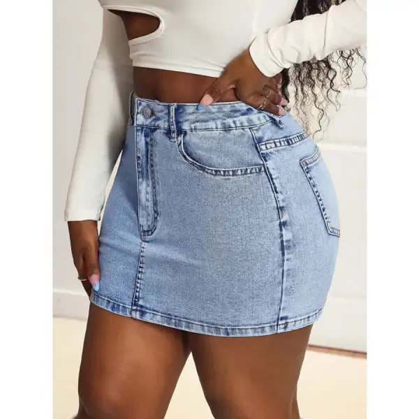 High Waist Mini Denim Skirt