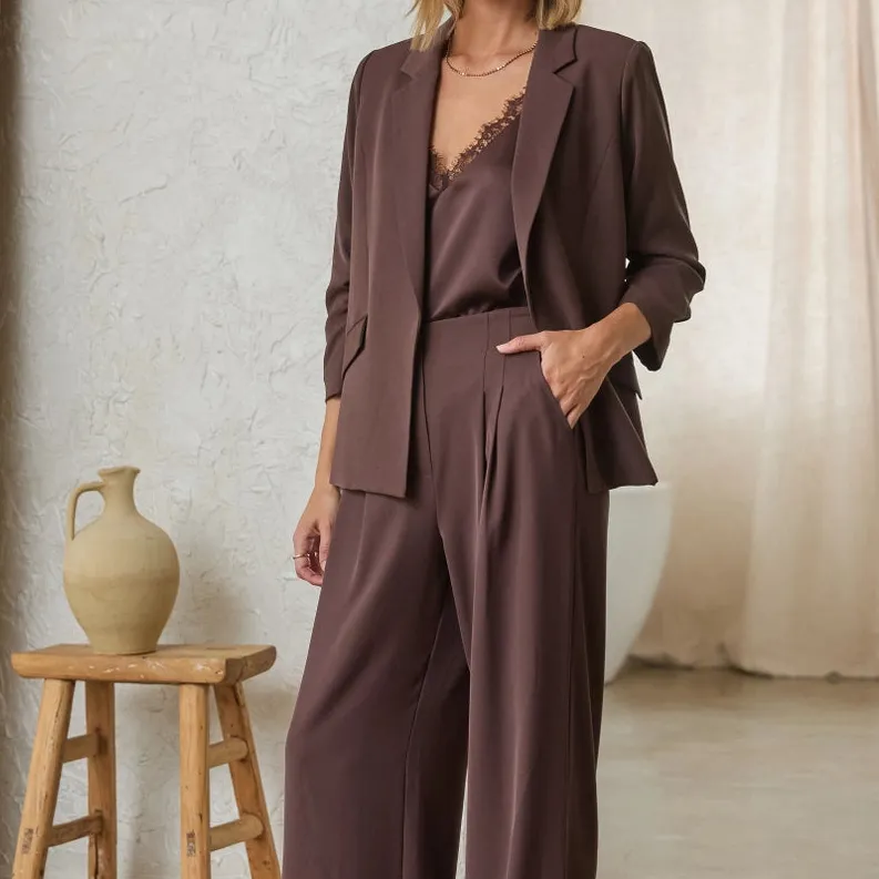 Relaxed Ruched Sleeve Blazer