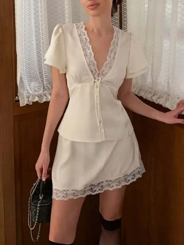 Lace Trimmed Coordinated Set