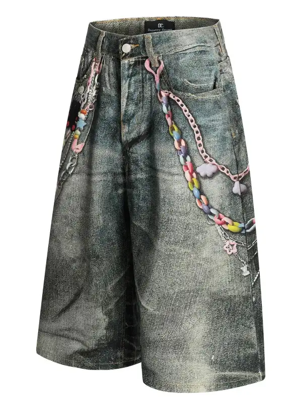 Relaxed Wide Leg Cotton Blend Casual Shorts