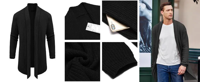 Men’s Shawl Collar Knit Drape Cardigan