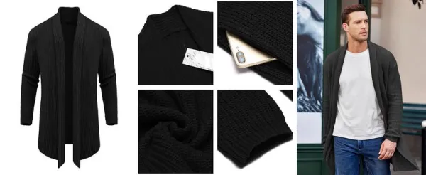 Men’s Shawl Collar Knit Drape Cardigan
