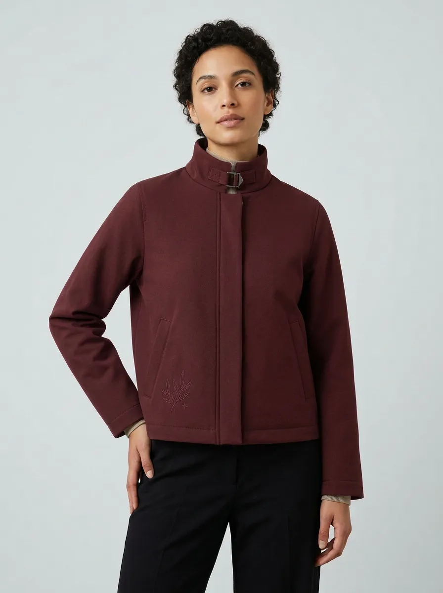 Women's Minimalist Leaf Embroidered Printed Jacket