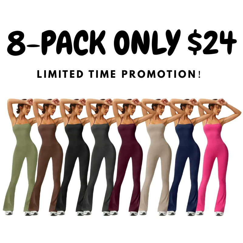 Women's Strapless Flared Yoga Jumpsuit – Fitness, Quick-Dry, Peach Hip Bodysuit