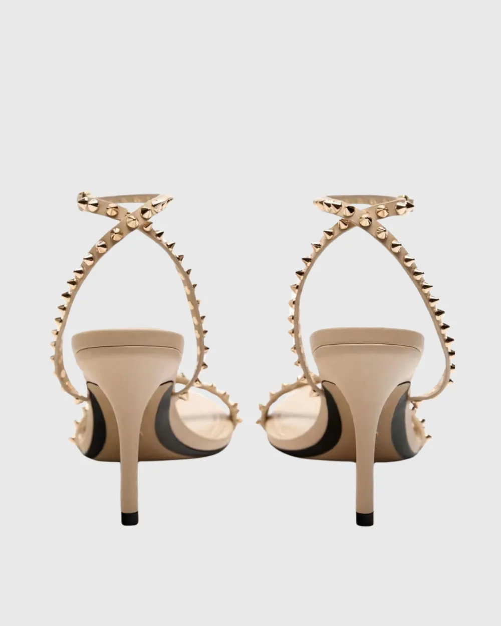 Rivet Cross Strap Sandals in Natural