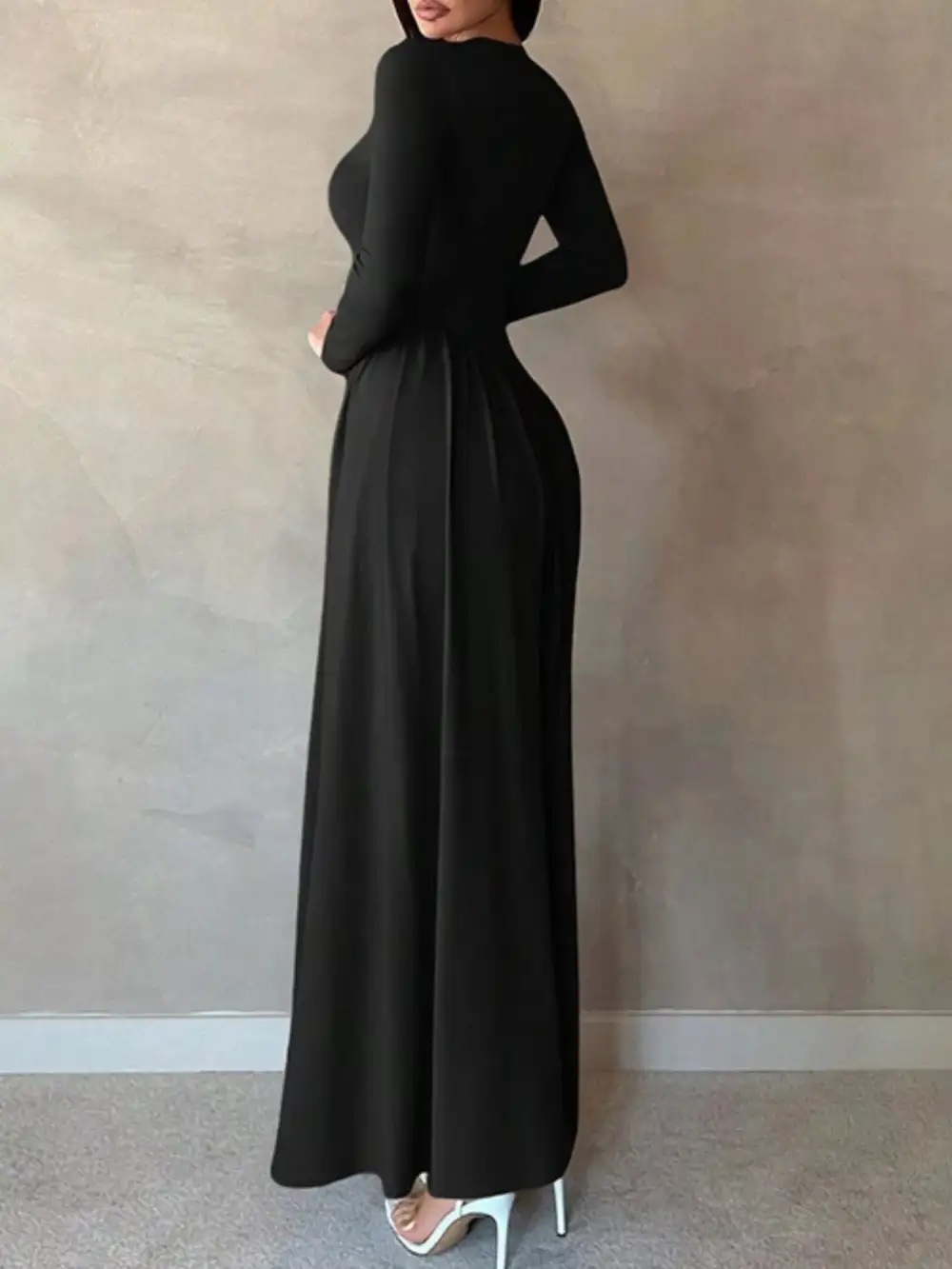 Soft Touch Ruched Long Sleeve Maxi Dress