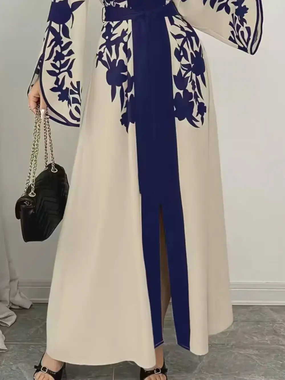 Printed Tie Waist Maxi Dress