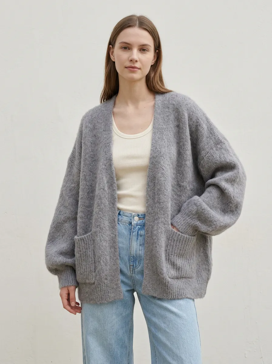 Women's Open-Front Knit Cardigan Open-Front Oversized
