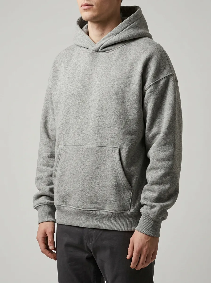 Men's Minimalist Solid Grey Plain Printed Hoodie