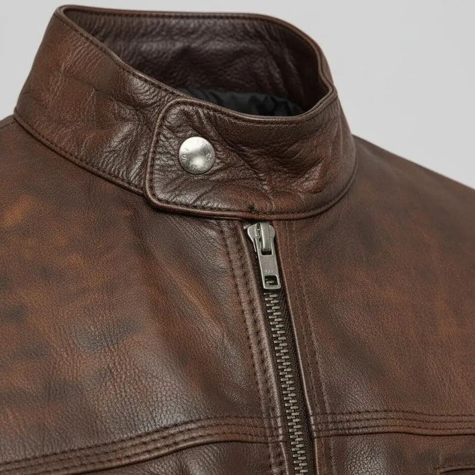 Heritage Leather Biker Motorcycle Quilted Jacket