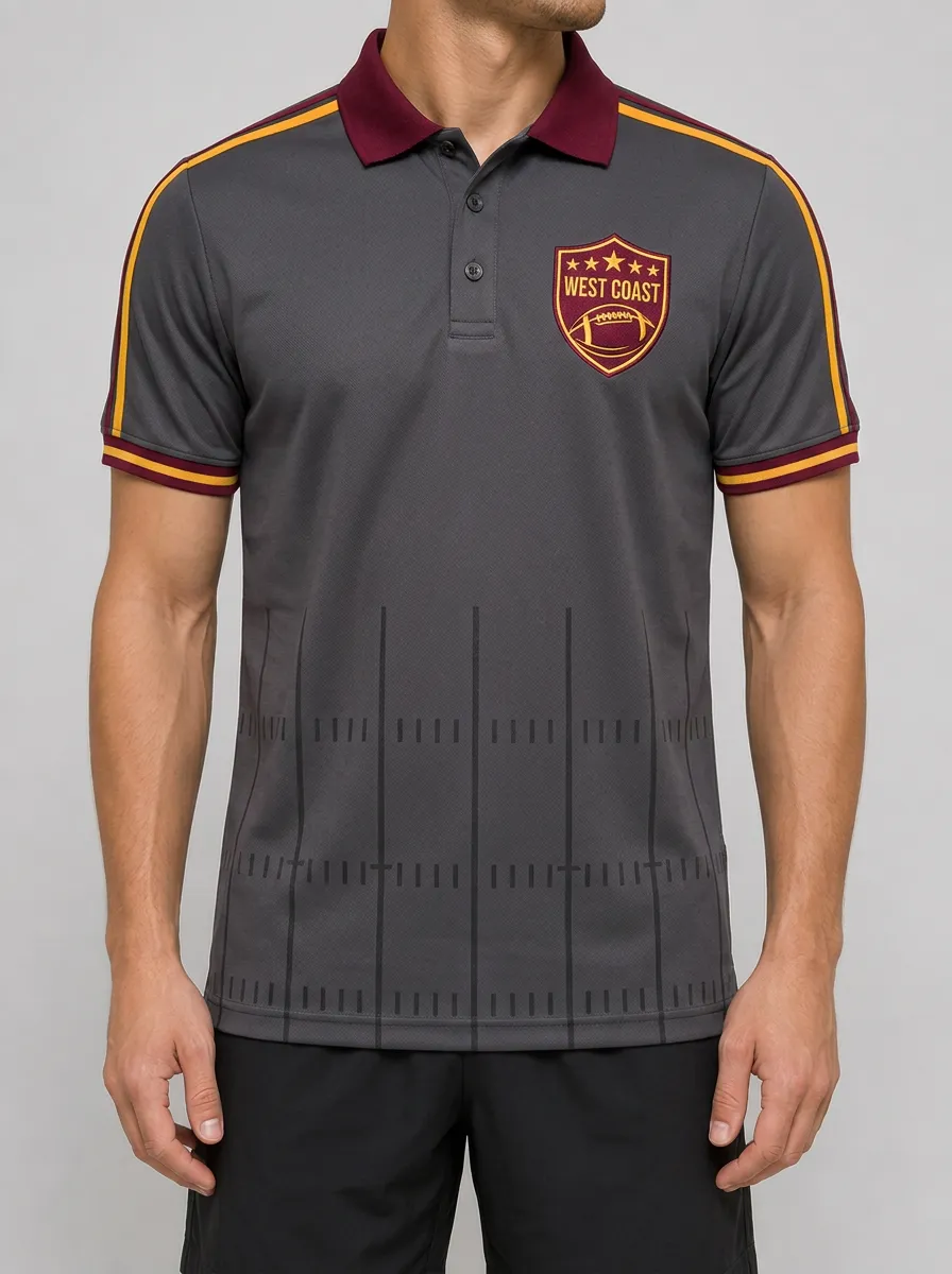 Men's West Coast Football Field Graphic Printed Polo Shirt