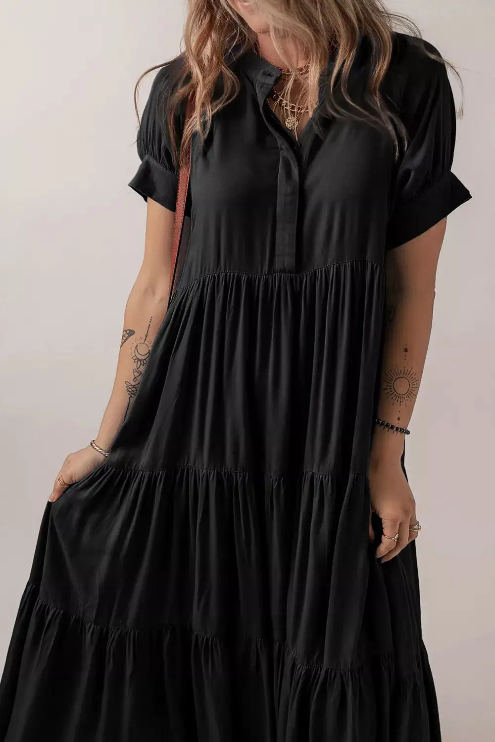 Soft Touch Ruffle Tiered Short Sleeve Dress
