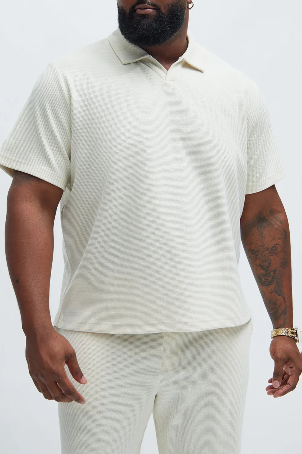 Casual Style Textured Polo Tops