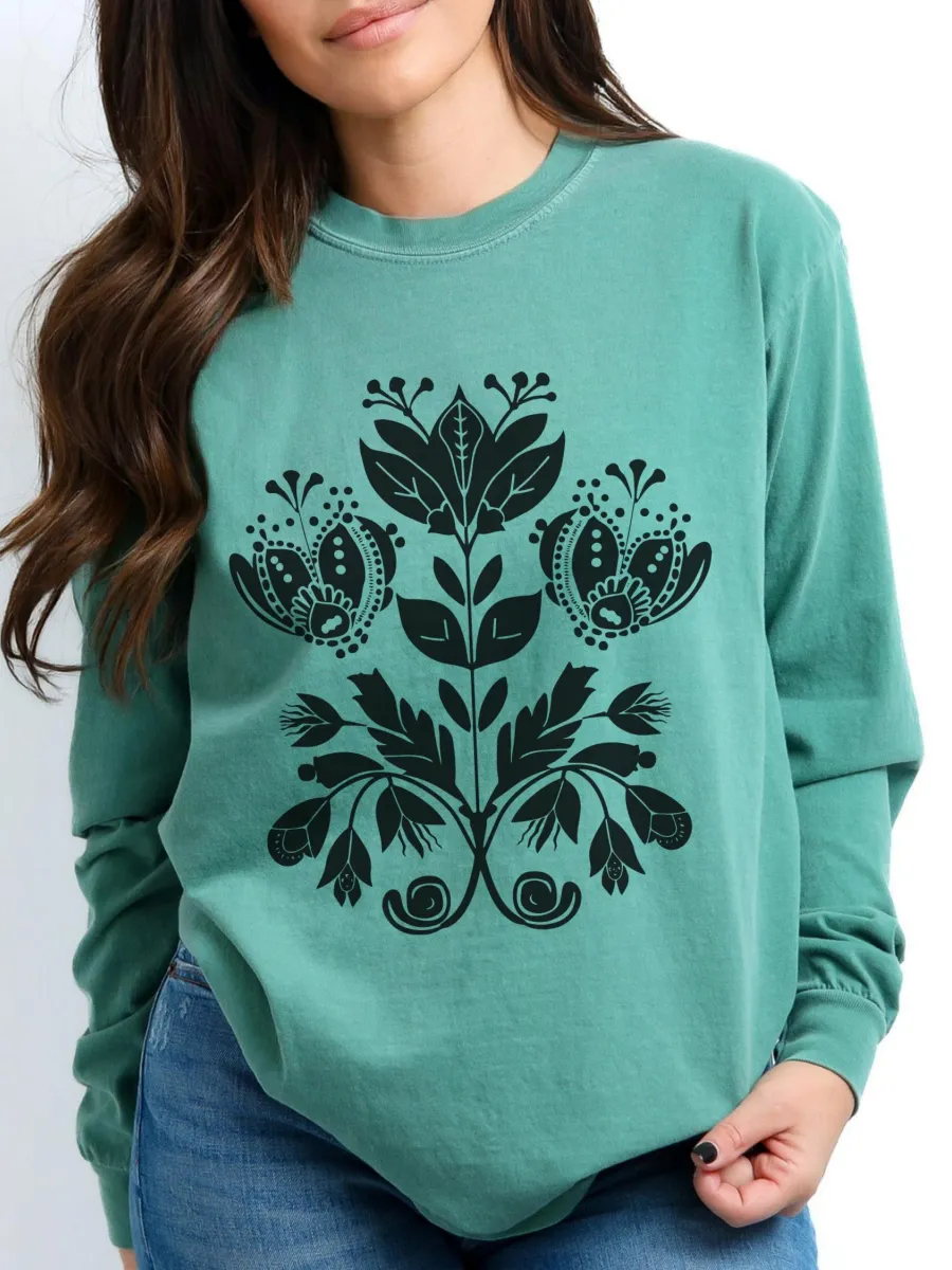 Folk Flower Print T-Shirt