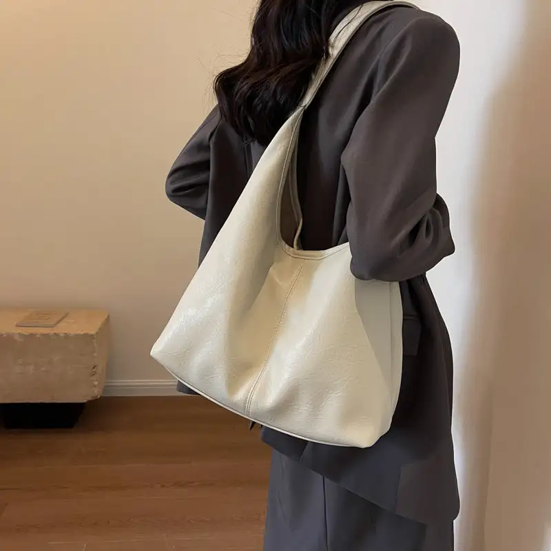 Roomy Faux Leather Baguette Bag