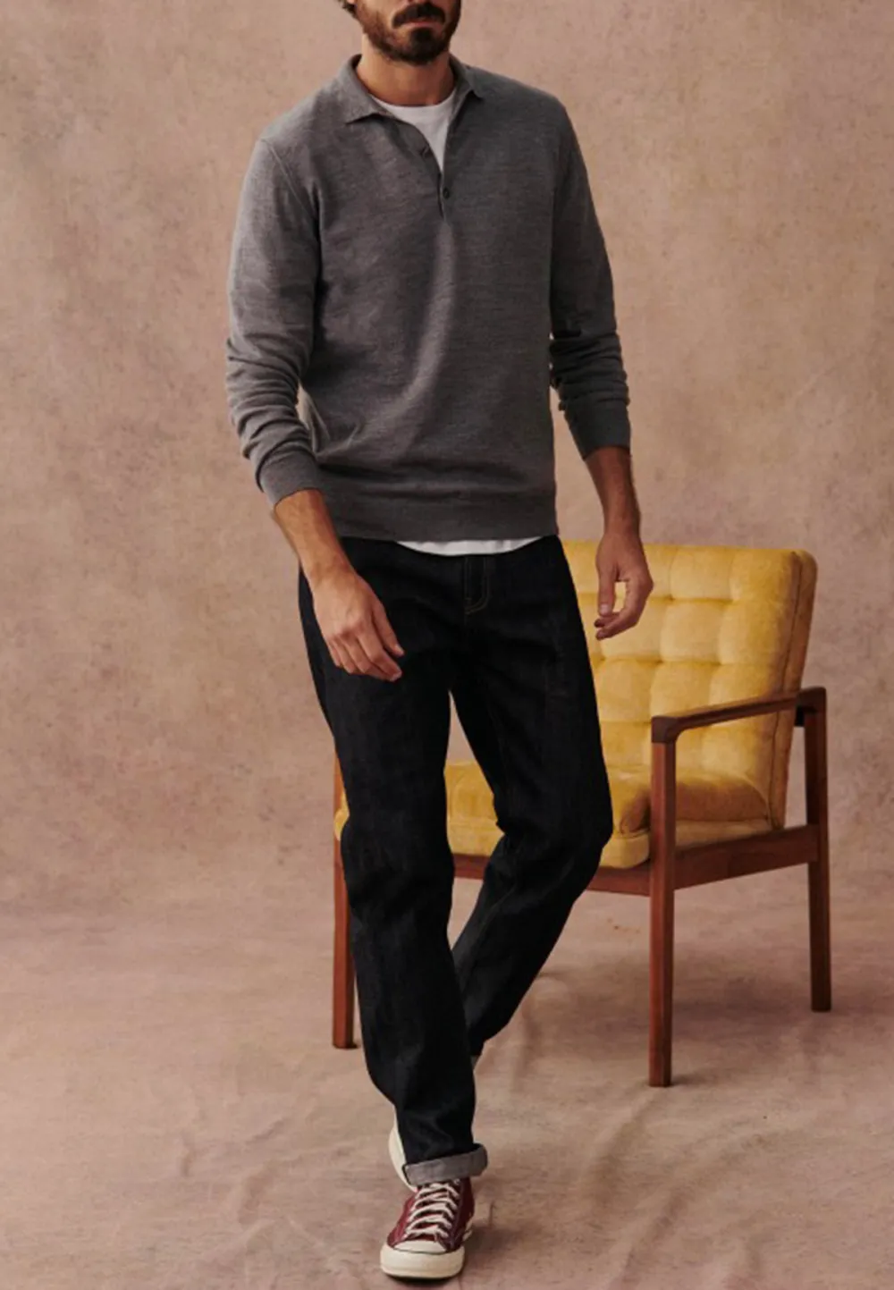 Grey Quarter-Zip Knit Pullover Sweater