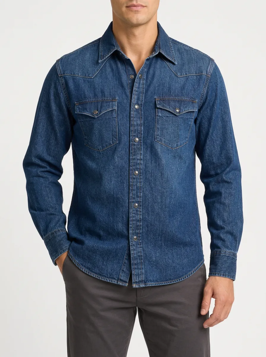 Everyday Classic Denim Snap-Front Shirt
