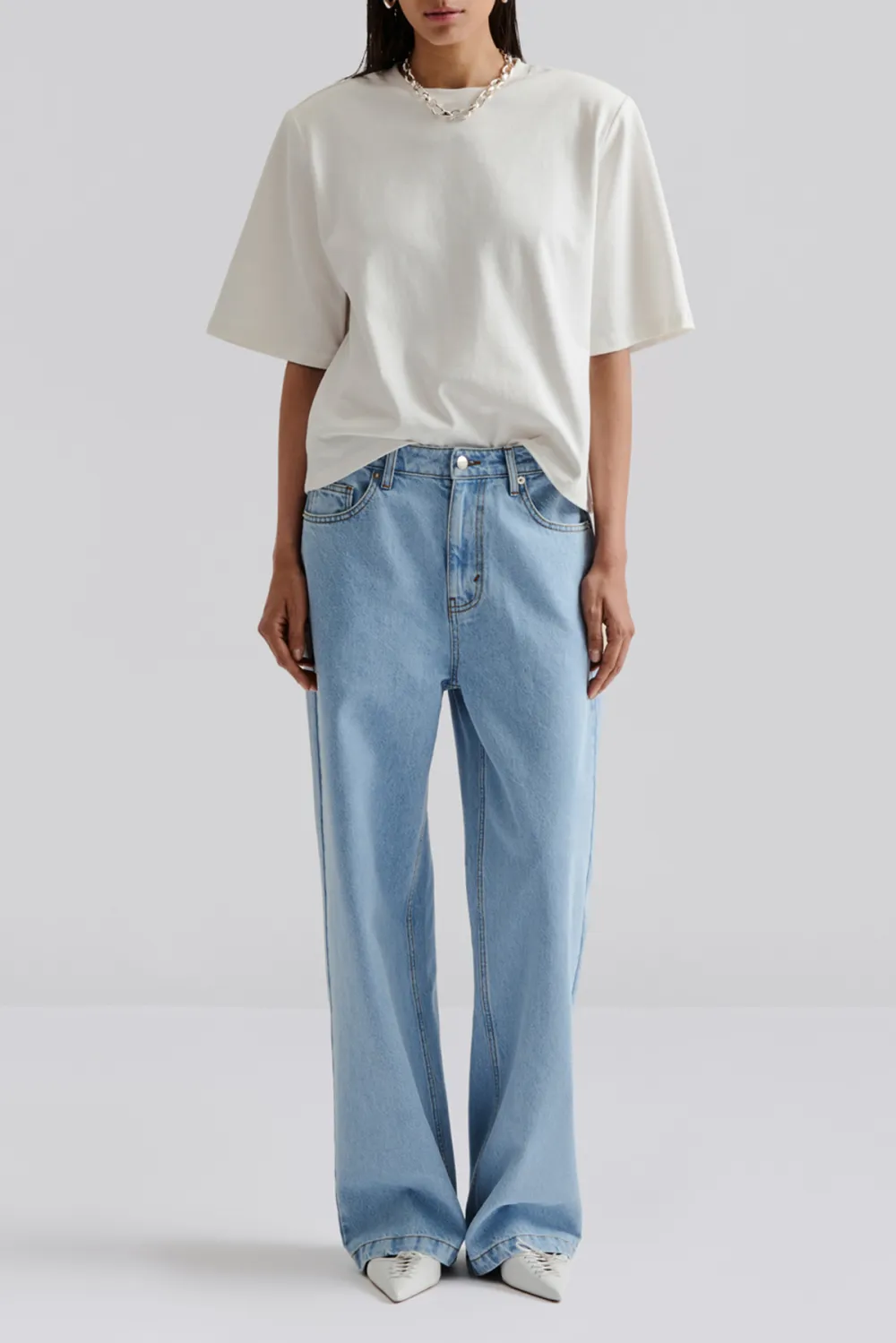 Straight Leg Button Fly Denim Jeans