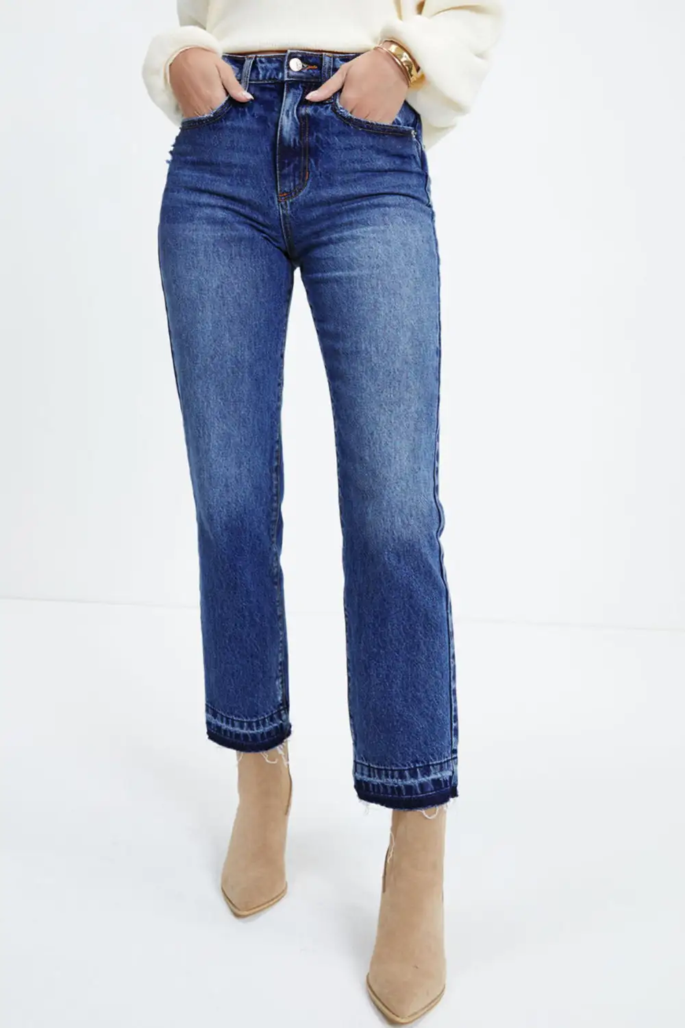 Balanced Fit Draped Denim Jeans