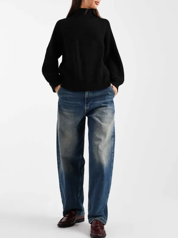 Turtleneck Ribbed Knit Sweater