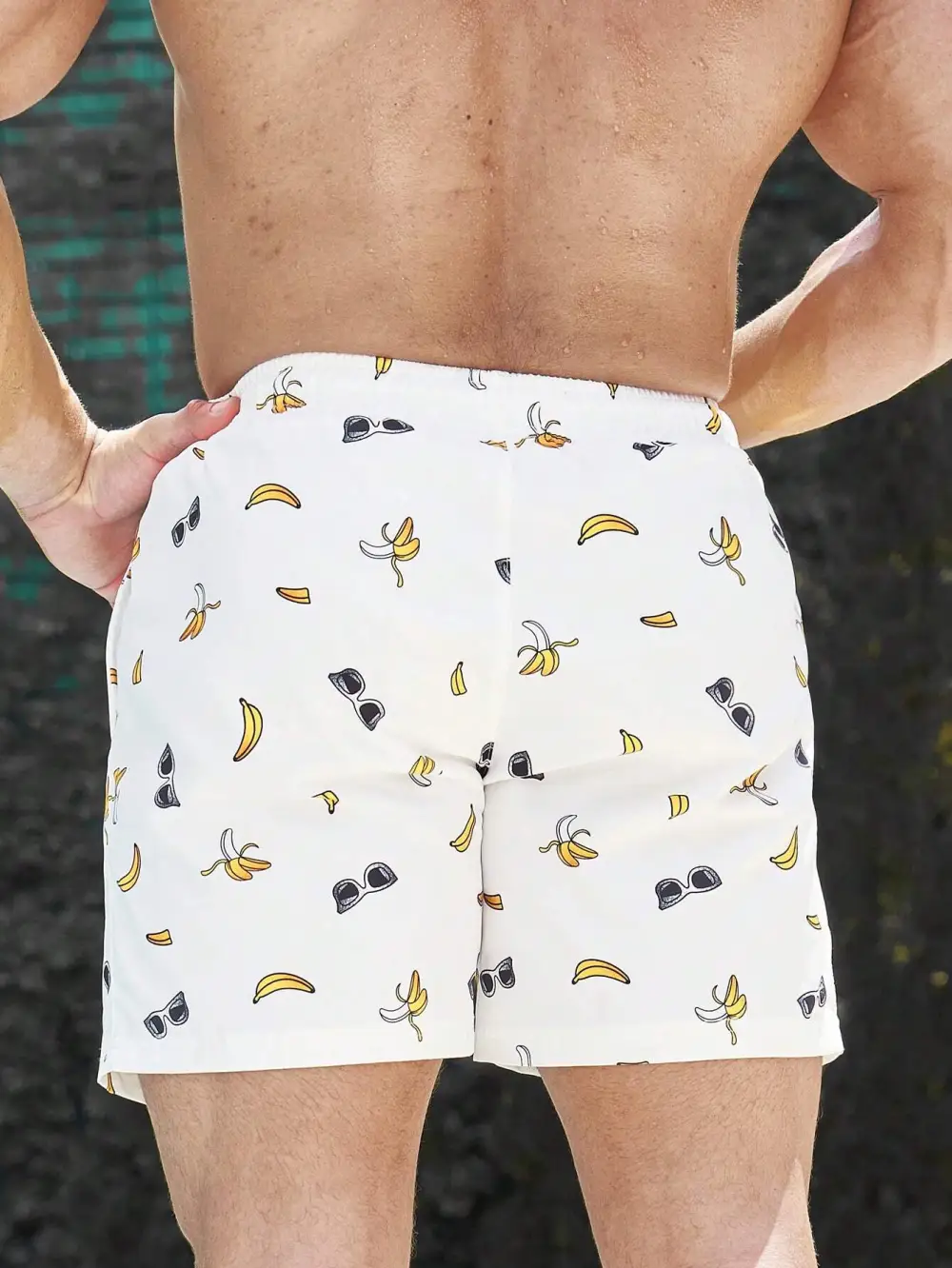Men's Coastal Banana Print Swim Trunks