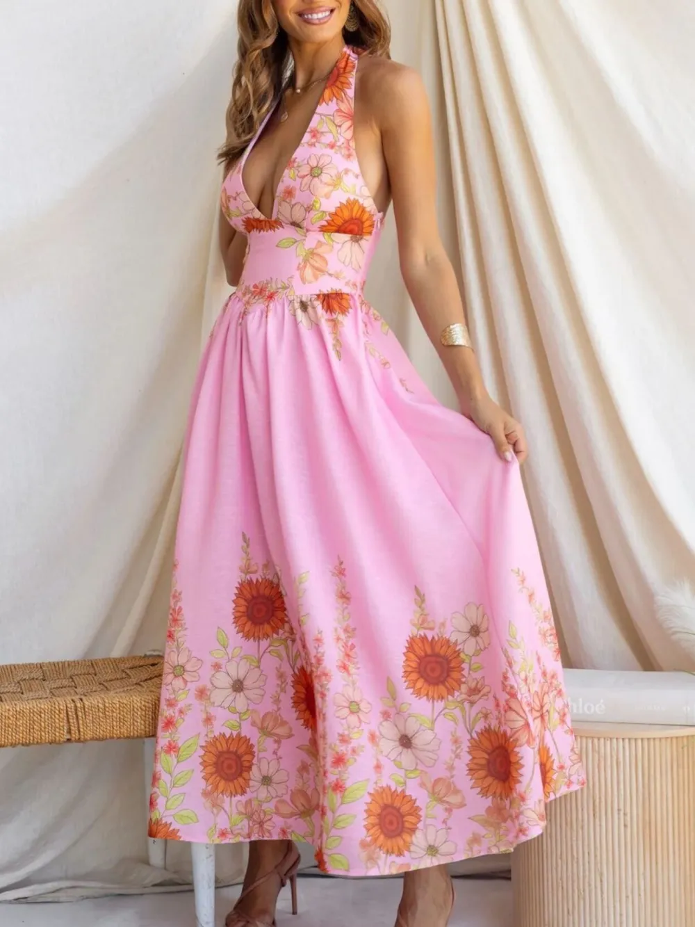Finish Floral Printed Maxi Dress