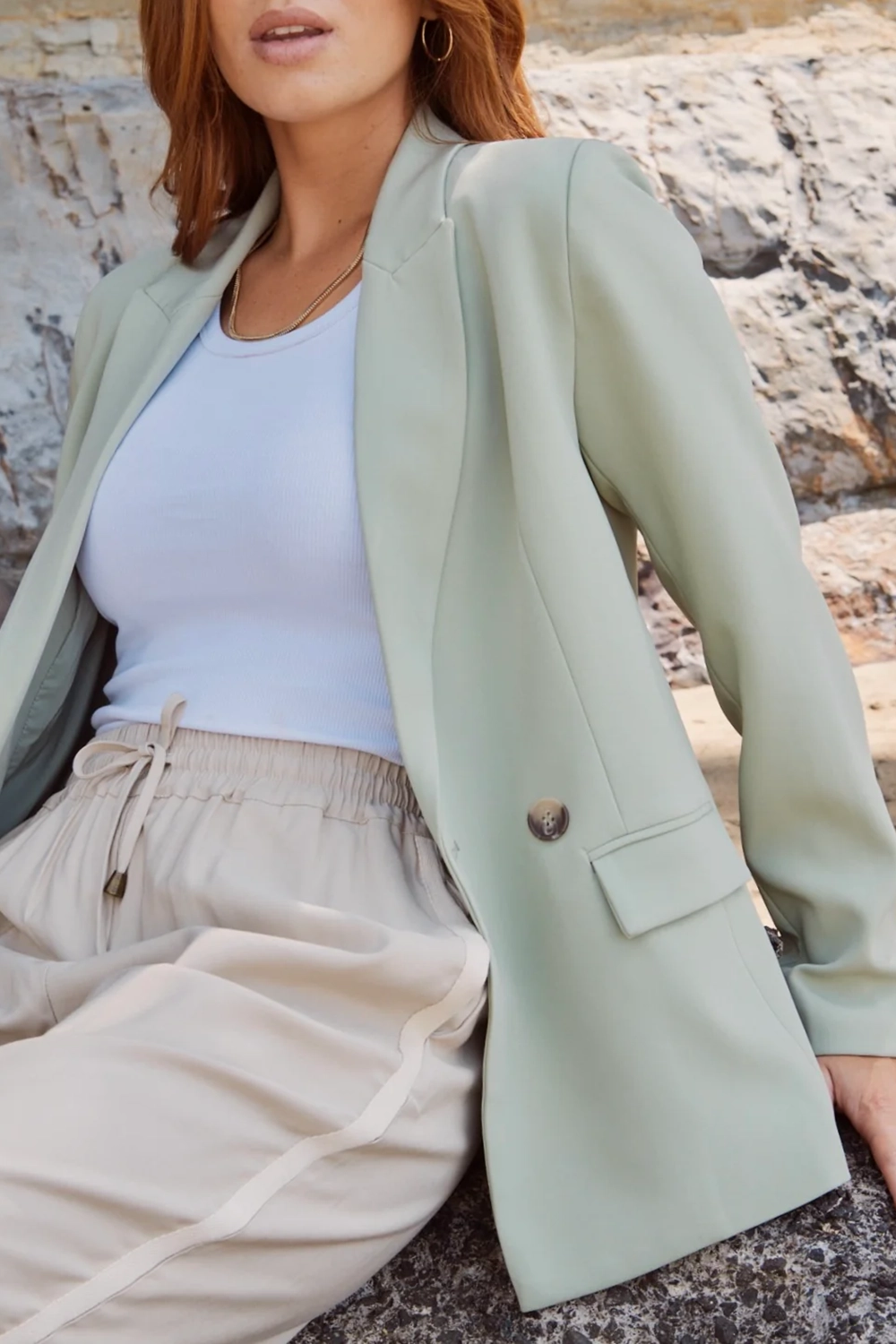 Moss Tencel Semi - Fitted Blazer