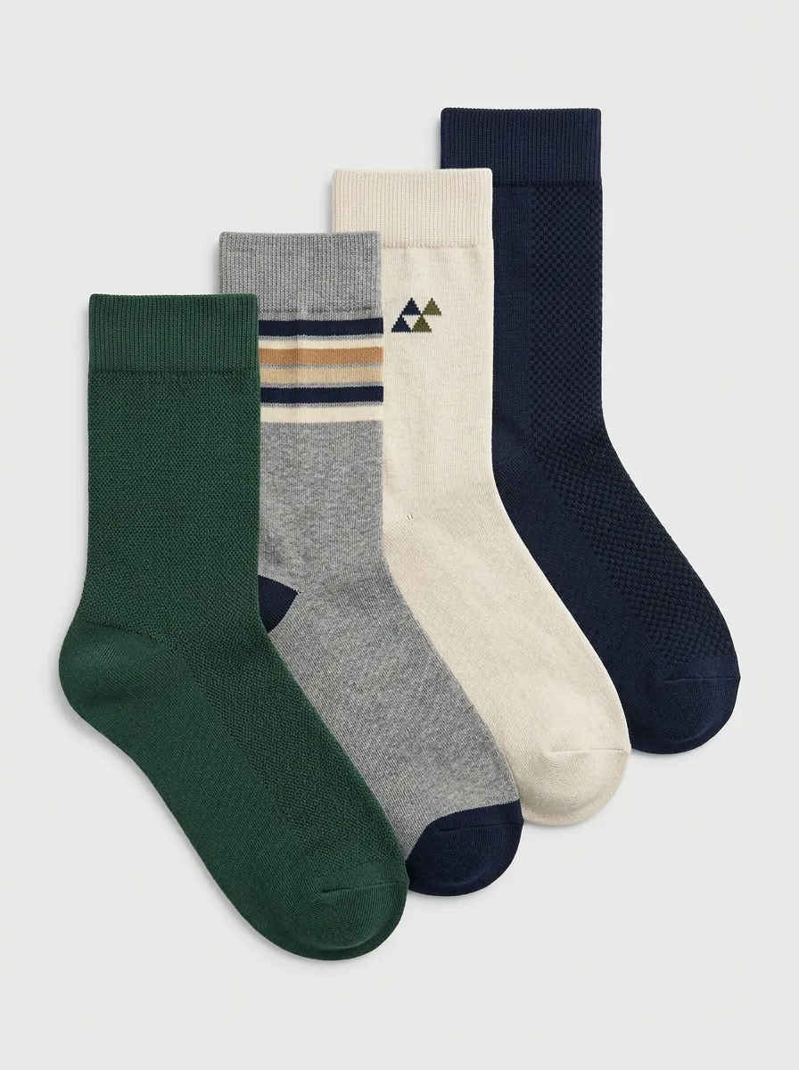 Weekend Geometric Casual Patterned Look Men's Four Pair Socks
