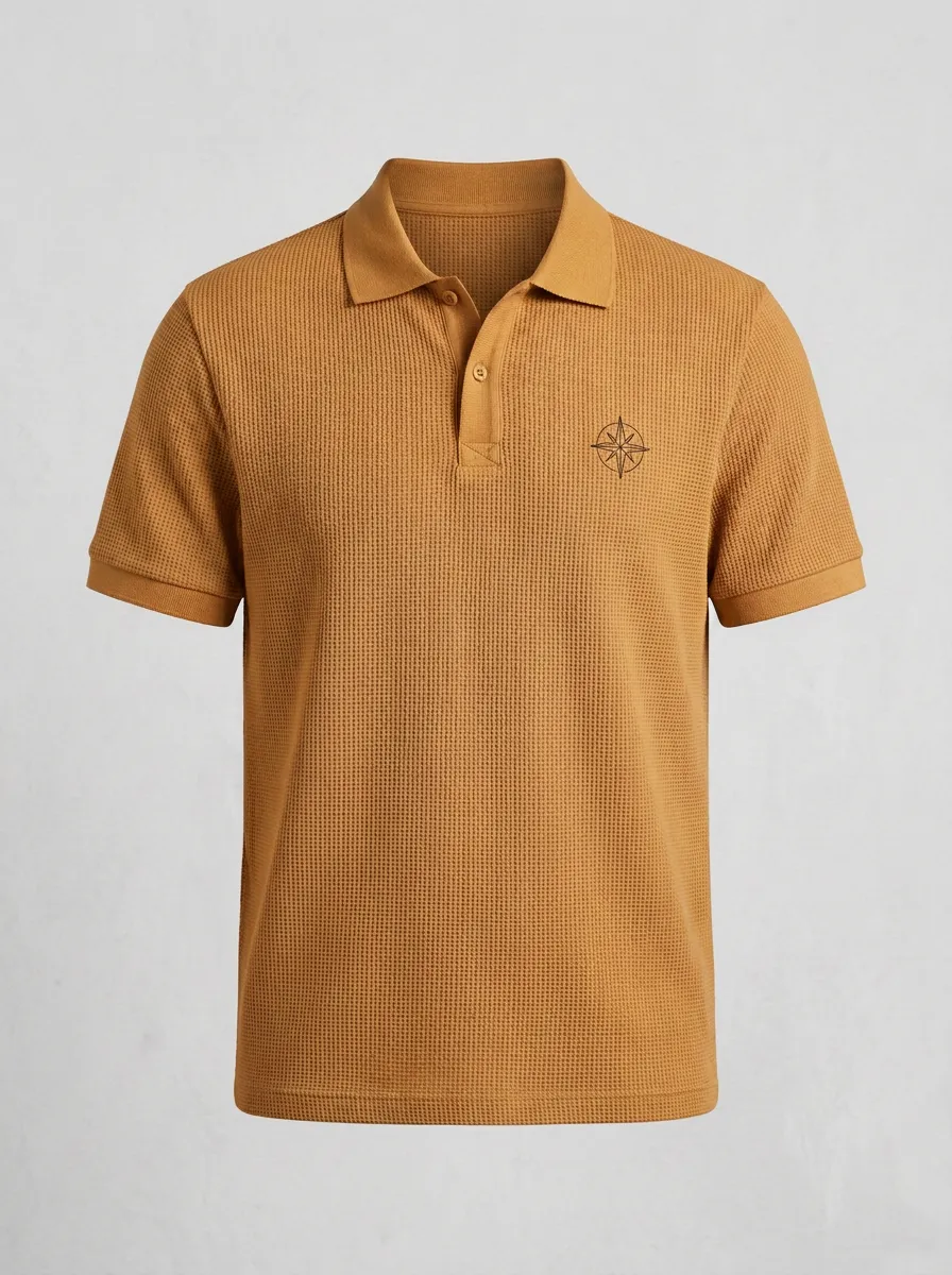 Compass-Detail -Detail Nautical-Inspired Outdoor-Inspired Men's Polo Shirt