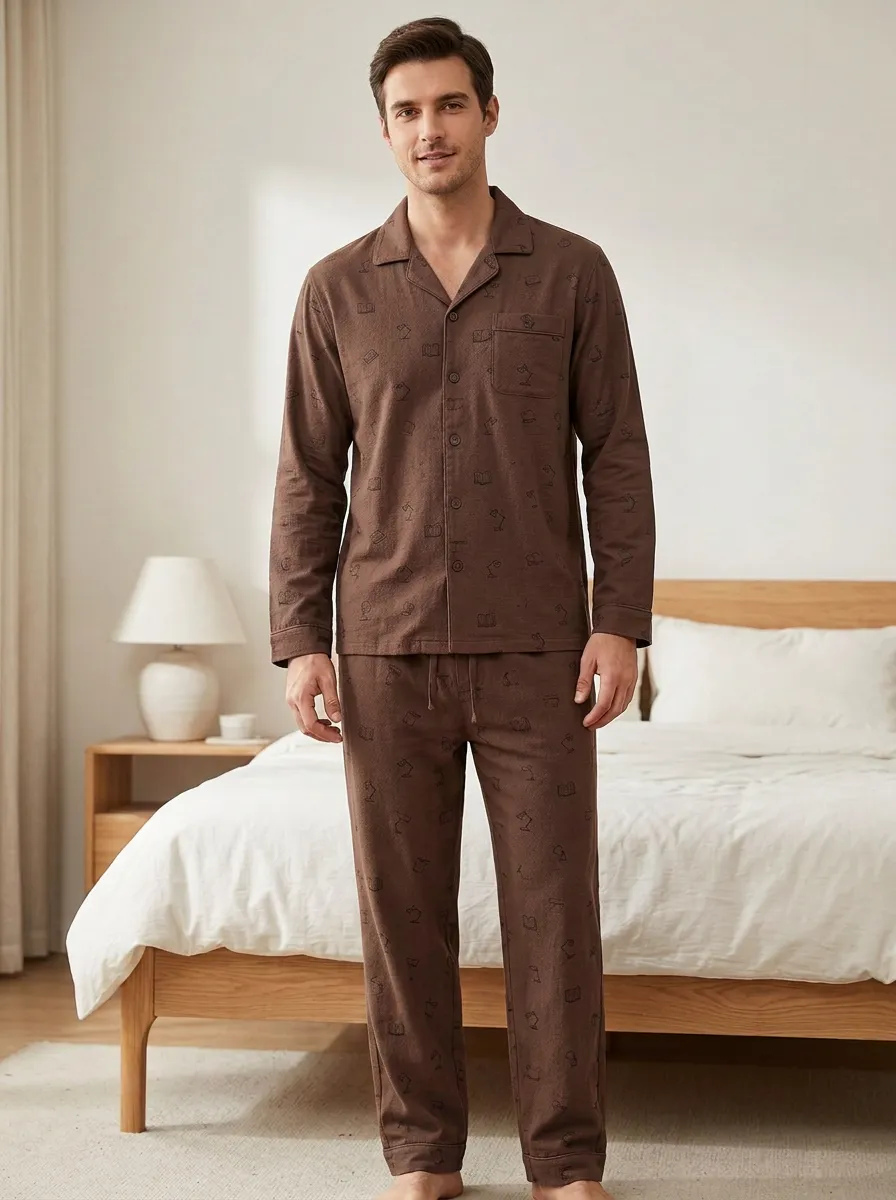 Minimal Look Classic Men's Pajama Set