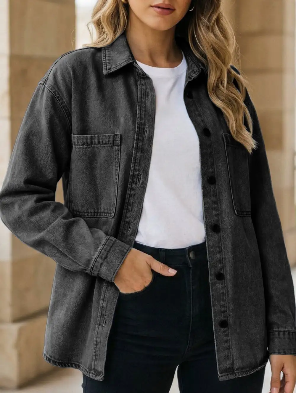 Retro Oversized Denim Shirt Coat