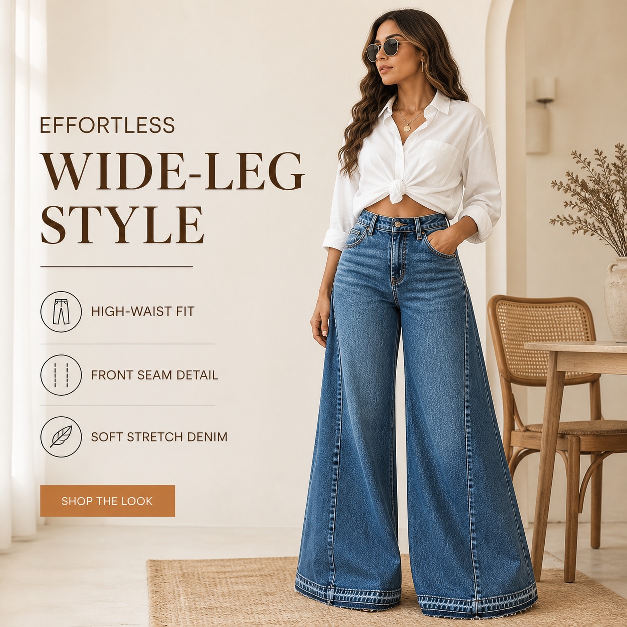 Women's High Waist Flare Wide Leg Jeans style overview