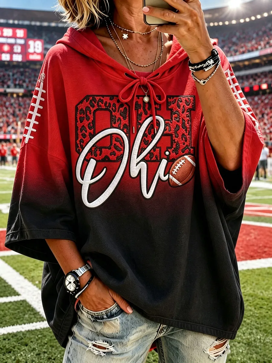 Women's Football Printed Casual Hoodie