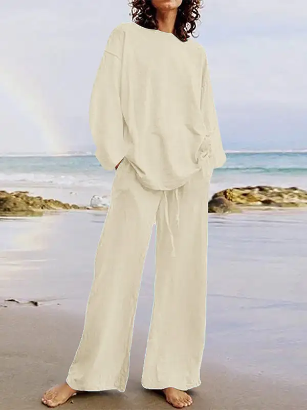 Relaxed Long Sleeve Blouse And Pants Set