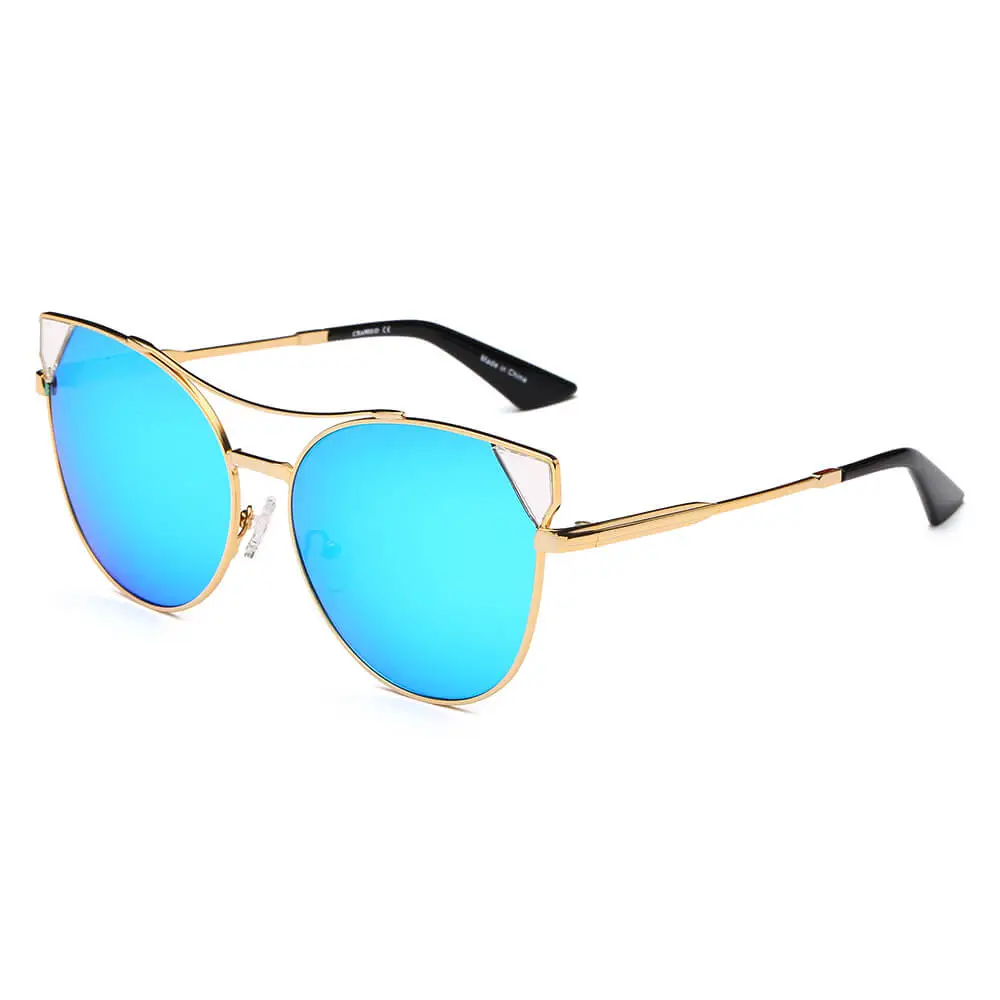Round Cat-Eye Mirrored Sunglasses