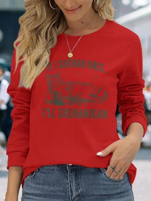Shenanigan Cat Printed T-Shirt